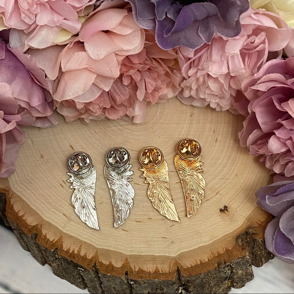 Angel Wings Feather Shirt Collar Suit Pin Brooch - Picture 12 of 14
